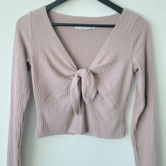 Cream Knotted Bow Tight Long Sleeve Top - Picture 3 of 3